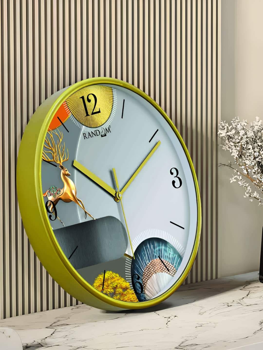 

RANDOM Printed Round Shaped Sweep Silent Movement Contemporary Wall Clock, Green