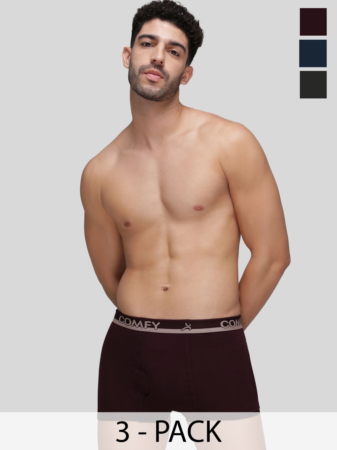 

AMUL COMFY Pack Of 3 Pure Cotton Short Trunks AC-MTROE-MULTI-XL-3PC, Coffee brown
