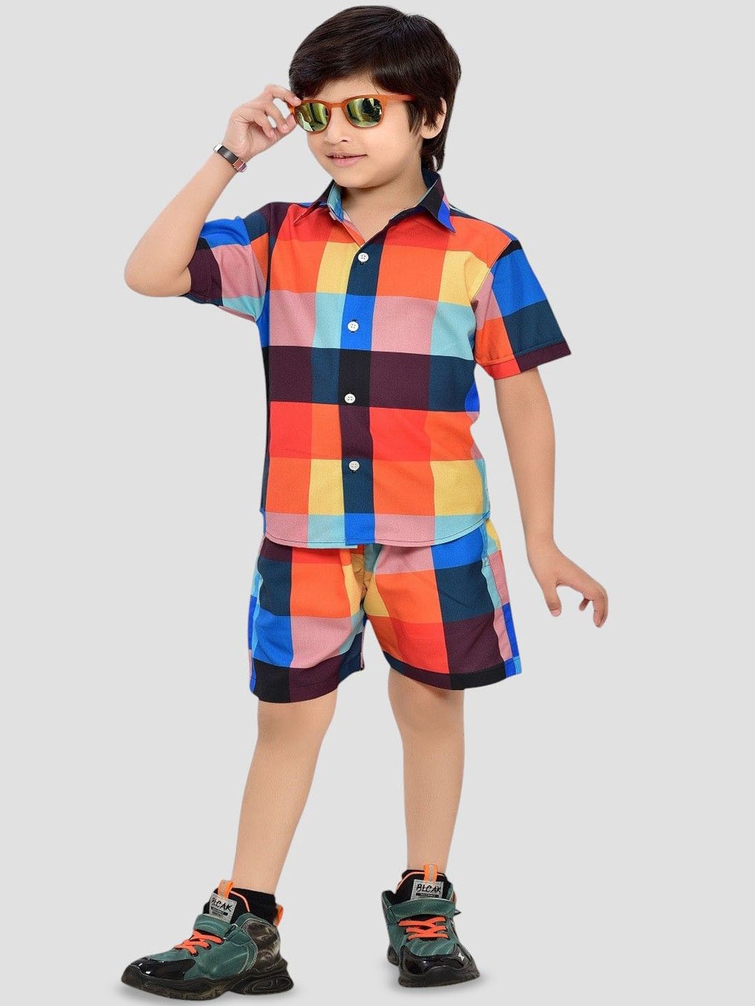 

BAESD Boys Checked Pure Cotton Clothing Set, Blue