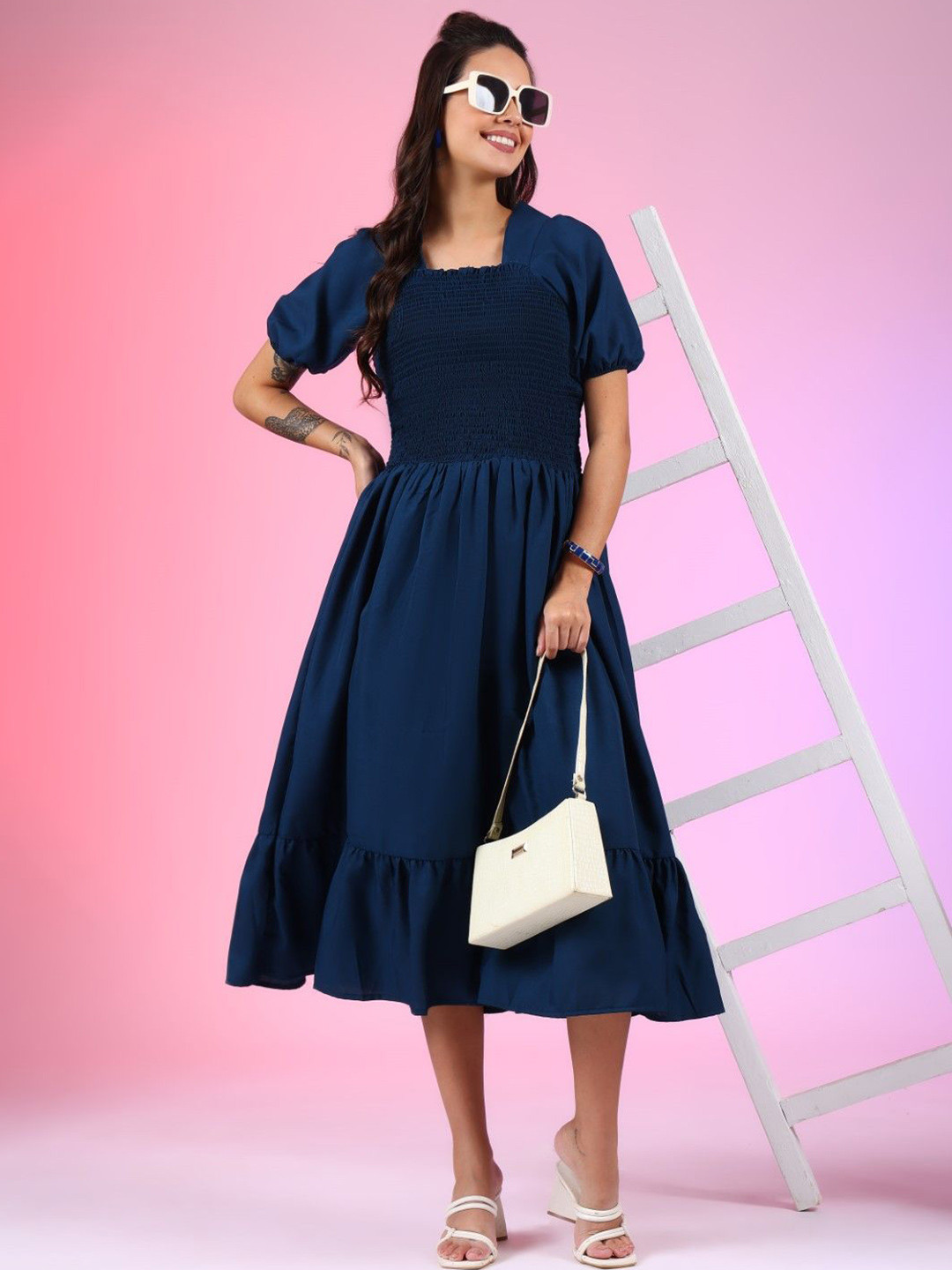 

Krunal Raiyani Crepe Fit & Flare Dress, Blue