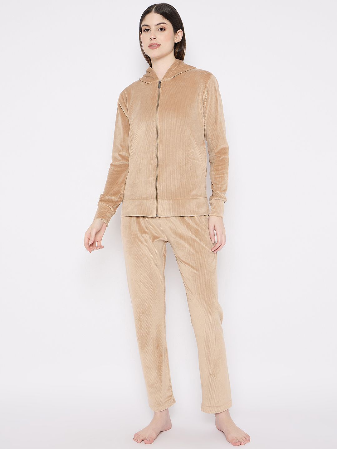 

Camey Women Hooded Winter Night suit, Beige