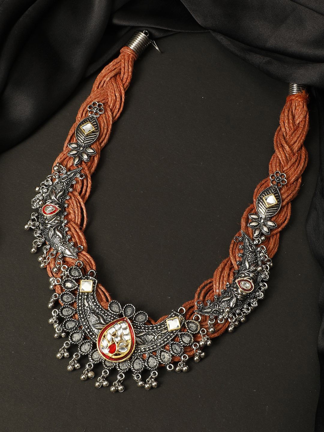 

VIVAZS Silver-Plated Stone Studded Necklace
