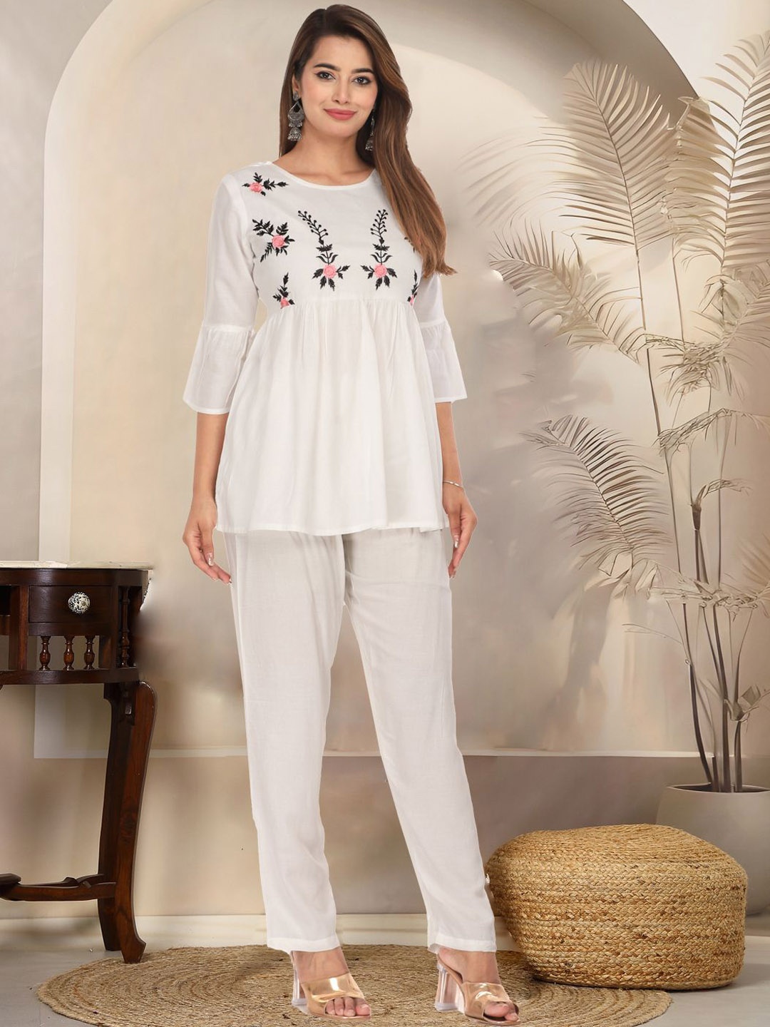 

MARISY Bell Sleeve Top & Trouser Co-Ords, White