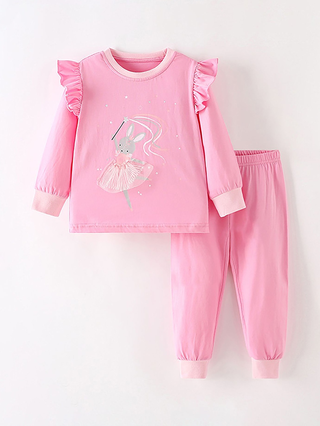 

LULU & SKY Infant Girls Printed Night Suit, Pink