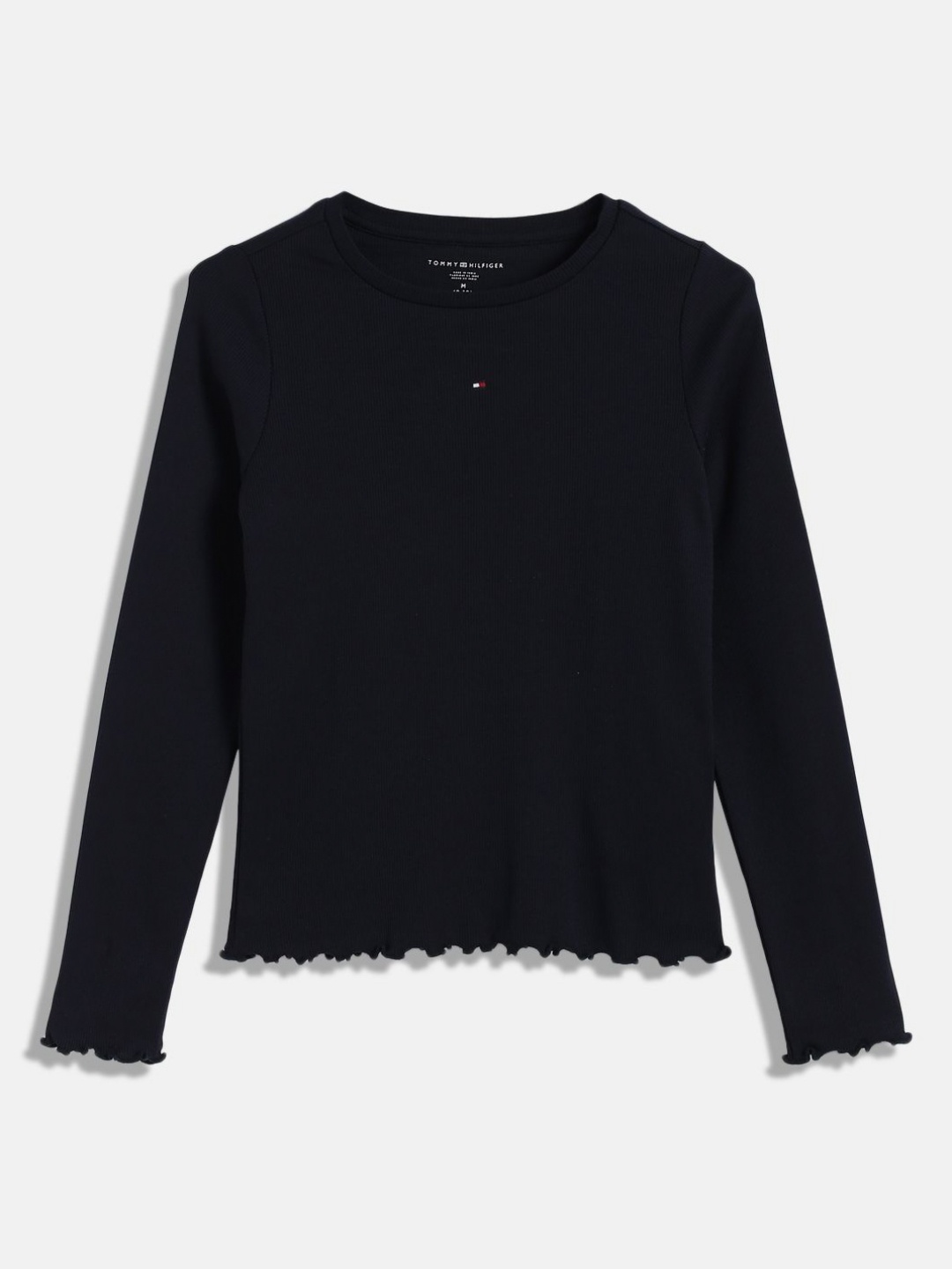 

Tommy Hilfiger Girls Solid Round Neck Cotton T-shirt, Navy blue