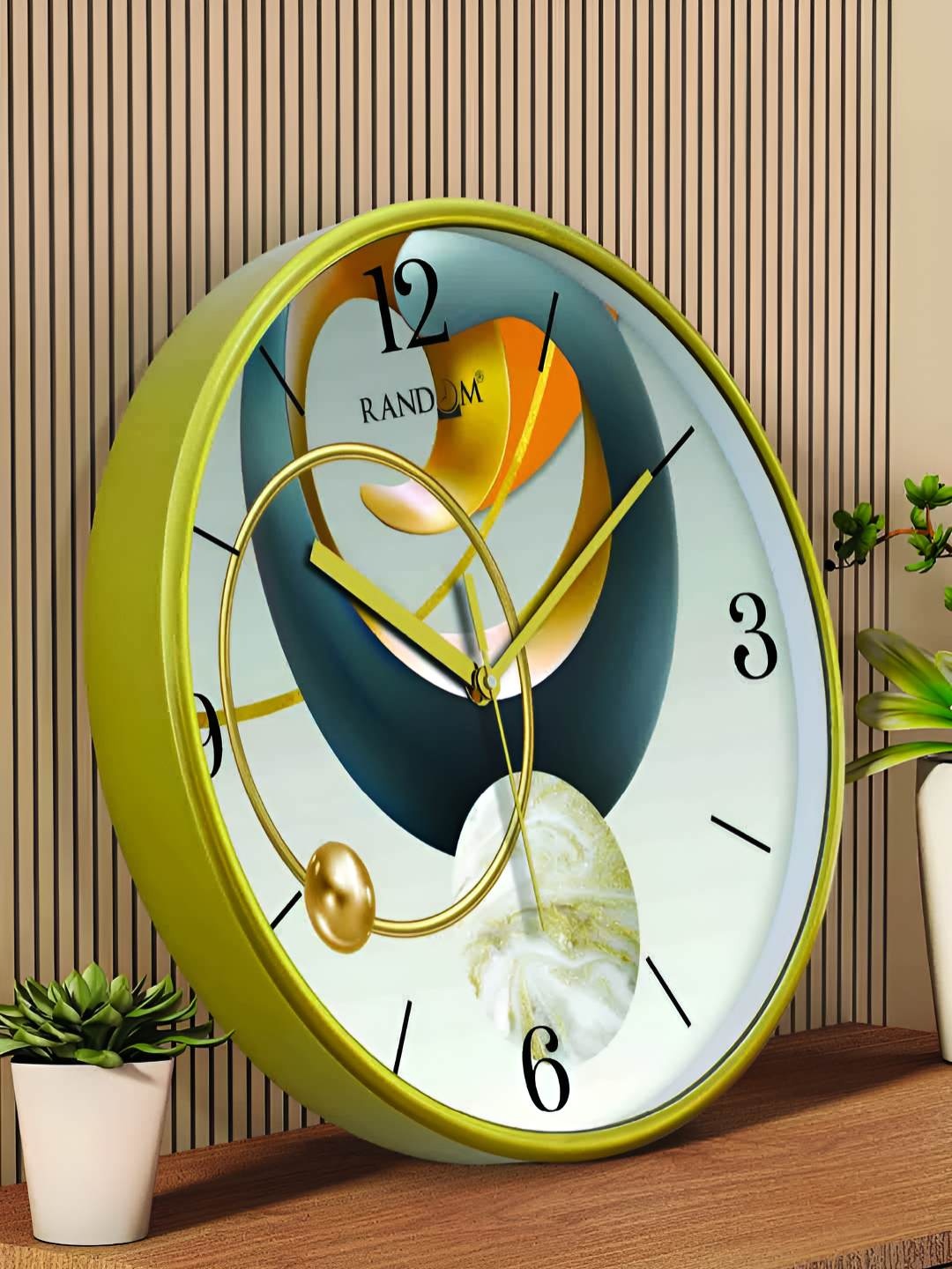 

RANDOM Printed Round Shaped Sweep Silent Movement Contemporary Wall Clock, Green