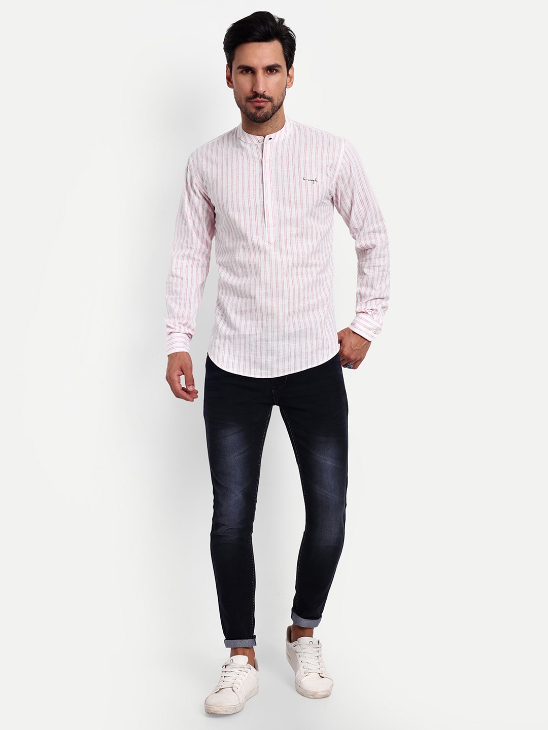 

Lewogle Men Opaque Checked Casual Shirt, Pink