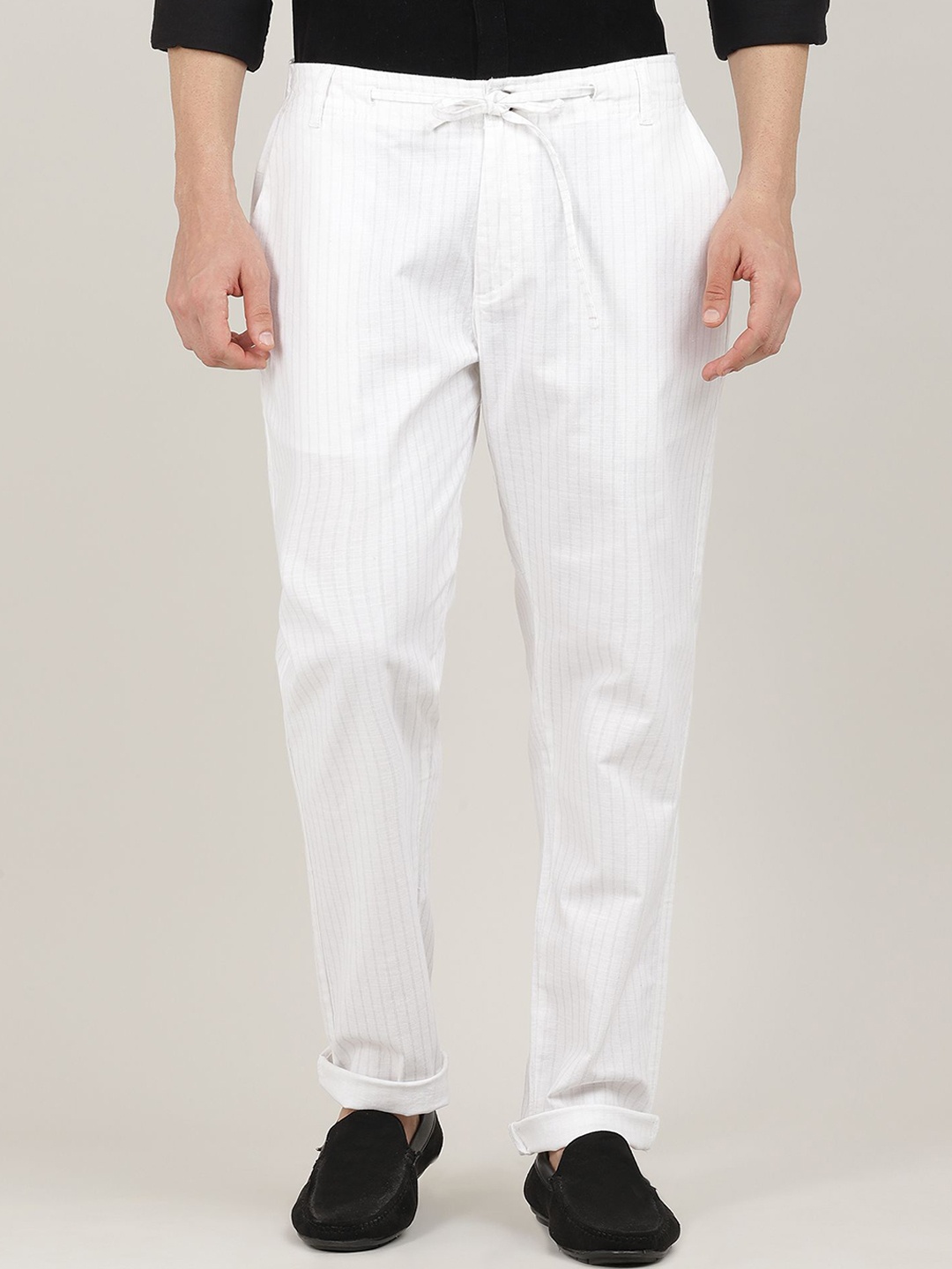

DRAGON HILL Men Urban Slim Tapered Fit Chinos Trousers, White