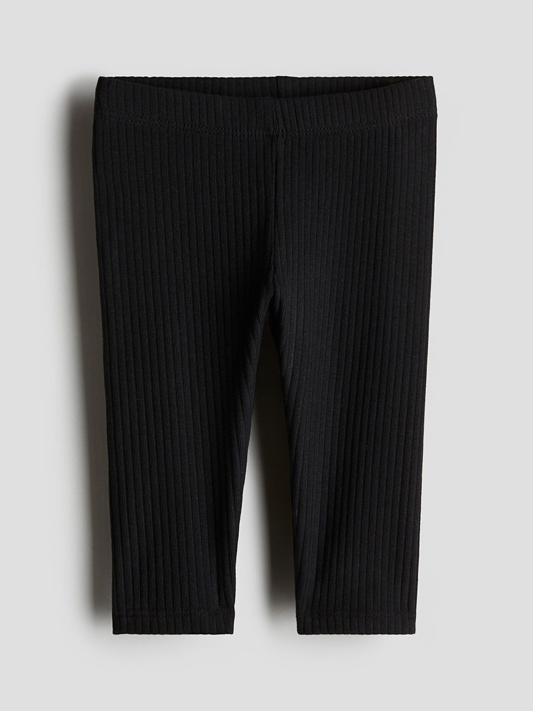 

H&M Ribbed Cotton Leggings, Black