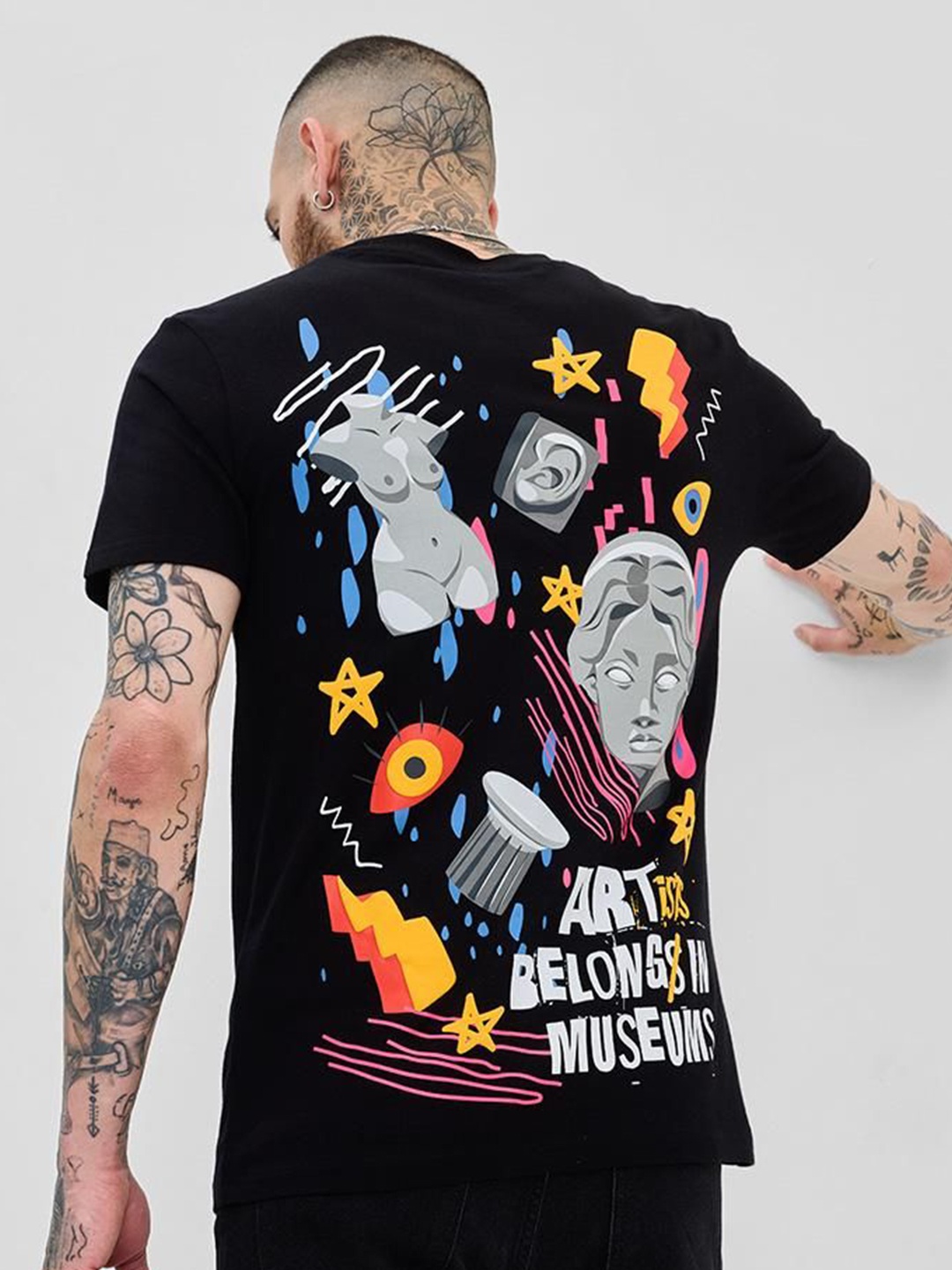 

Snitch Men Printed Slim Fit T-shirt, Black