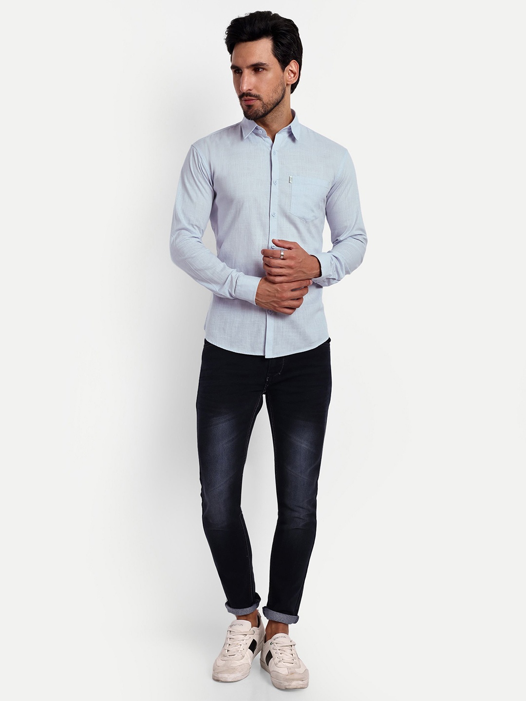 

Lewogle Men Opaque Casual Shirt, Blue
