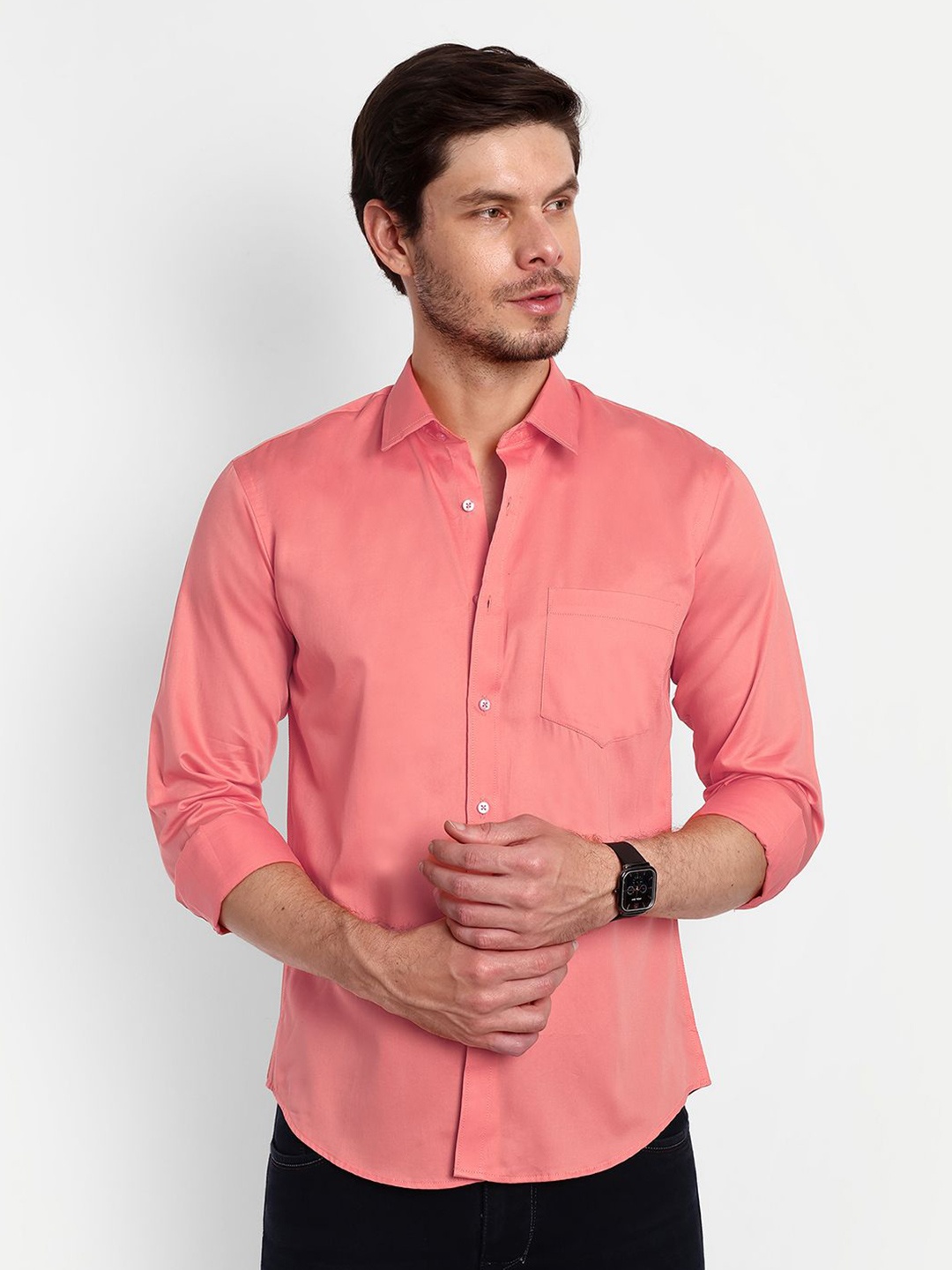 

Lewogle Men Opaque Casual Shirt, Orange