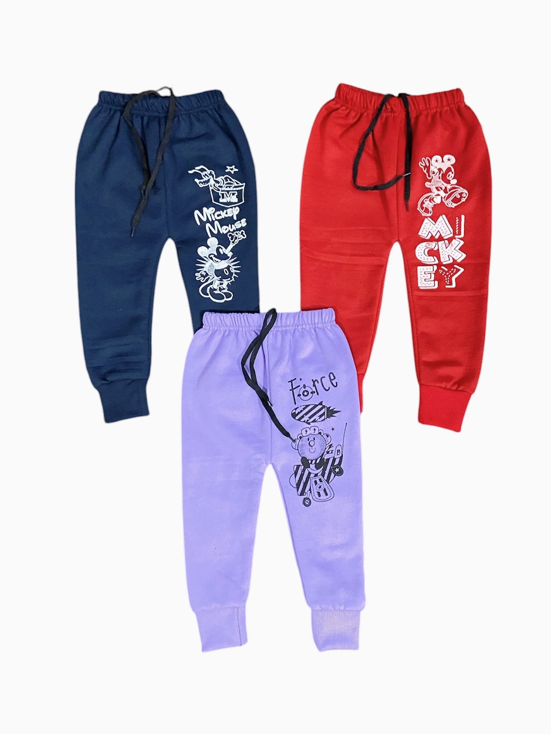 

Mank D Kids Pack Of 3 Printed Relaxed-Fit Joggers, Red
