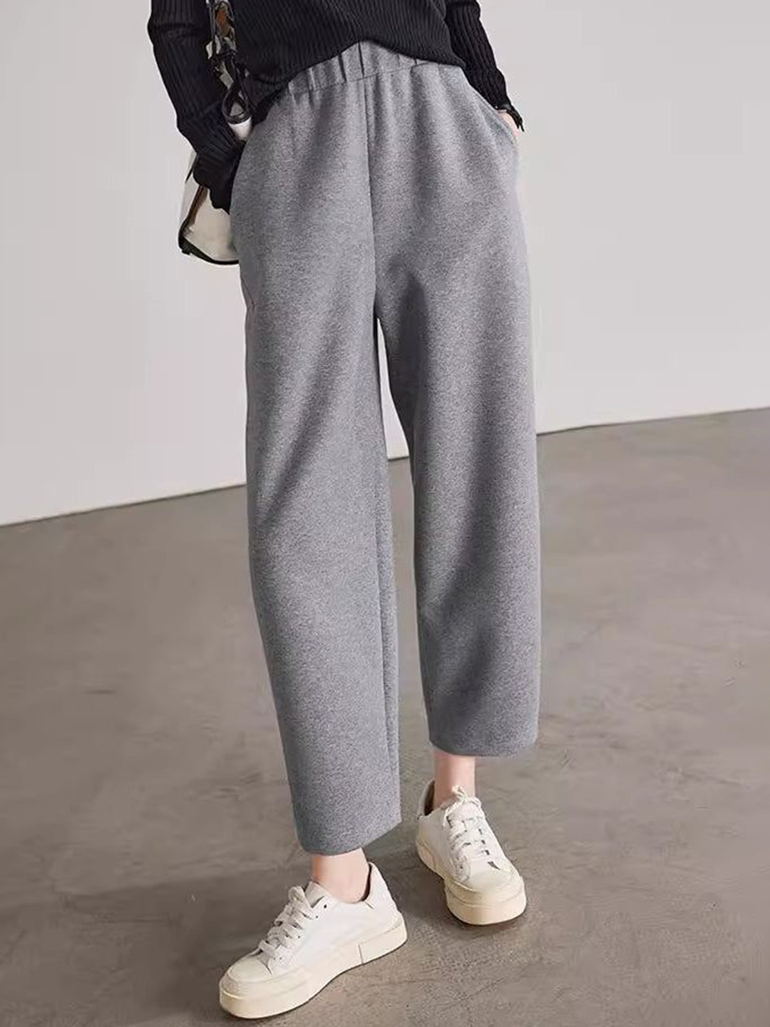 

StyleCast Women Mid-Rise Parallel Trousers, Grey
