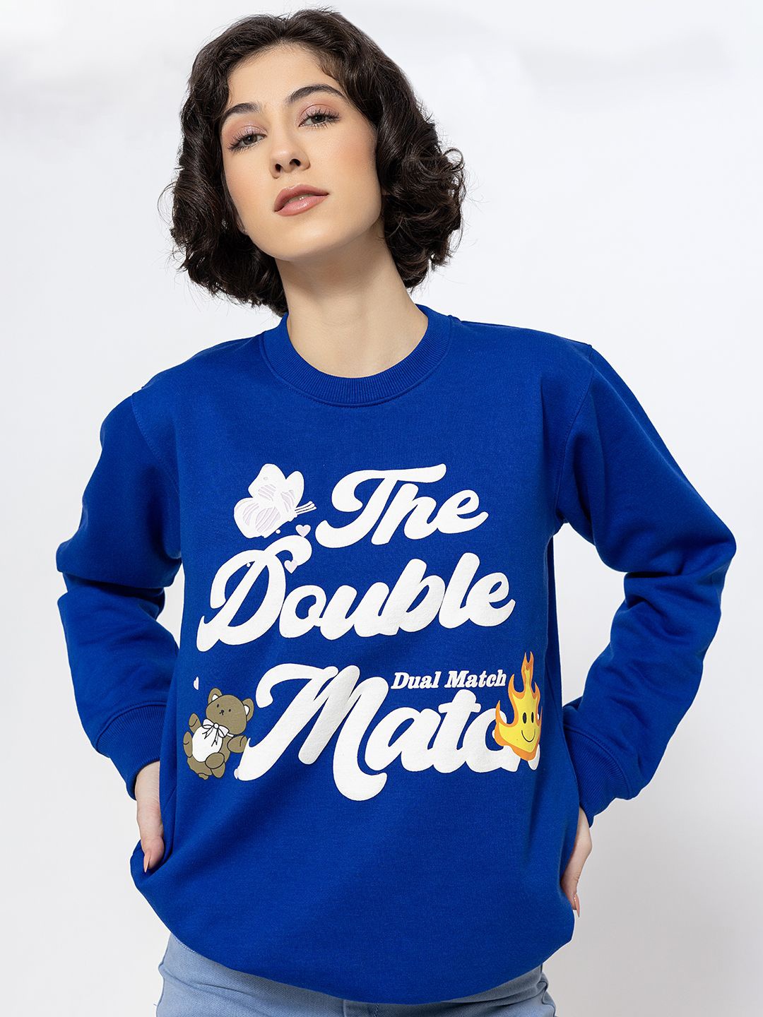 

Lounge Dreams Women Printed Sweatshirt, Blue