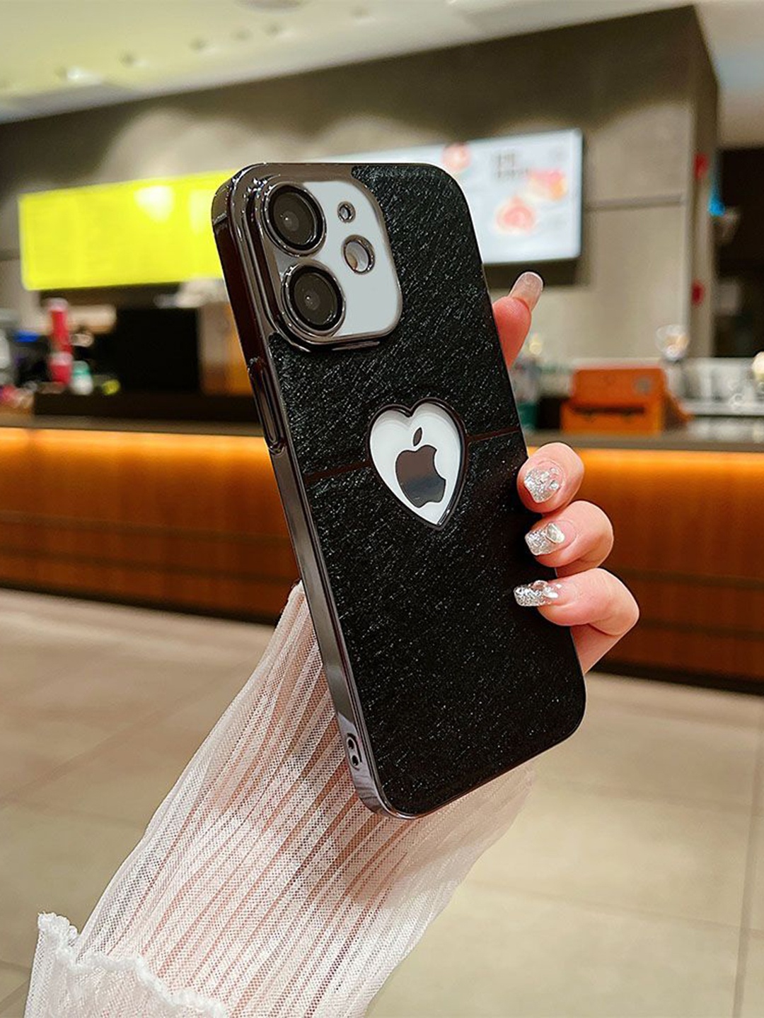 

Luxury Kase Textured Printed iPhone 12 Back Case, Black