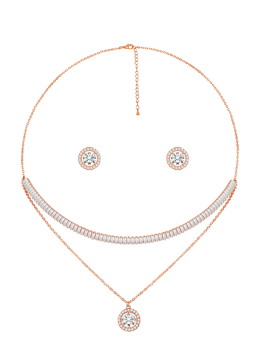 

Peora Rose Gold-Plated CZ-Studded Jewellery Set