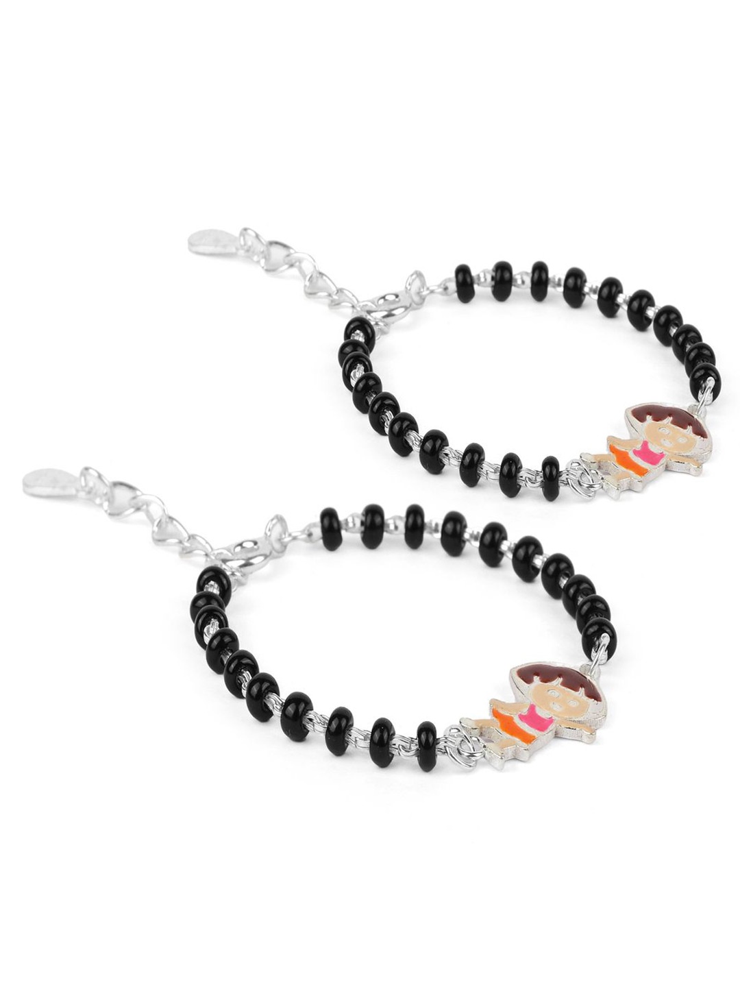 

Paavni Unisex Kids 2 Sterling Silver Handcrafted Silver-Plated Wraparound Bracelet