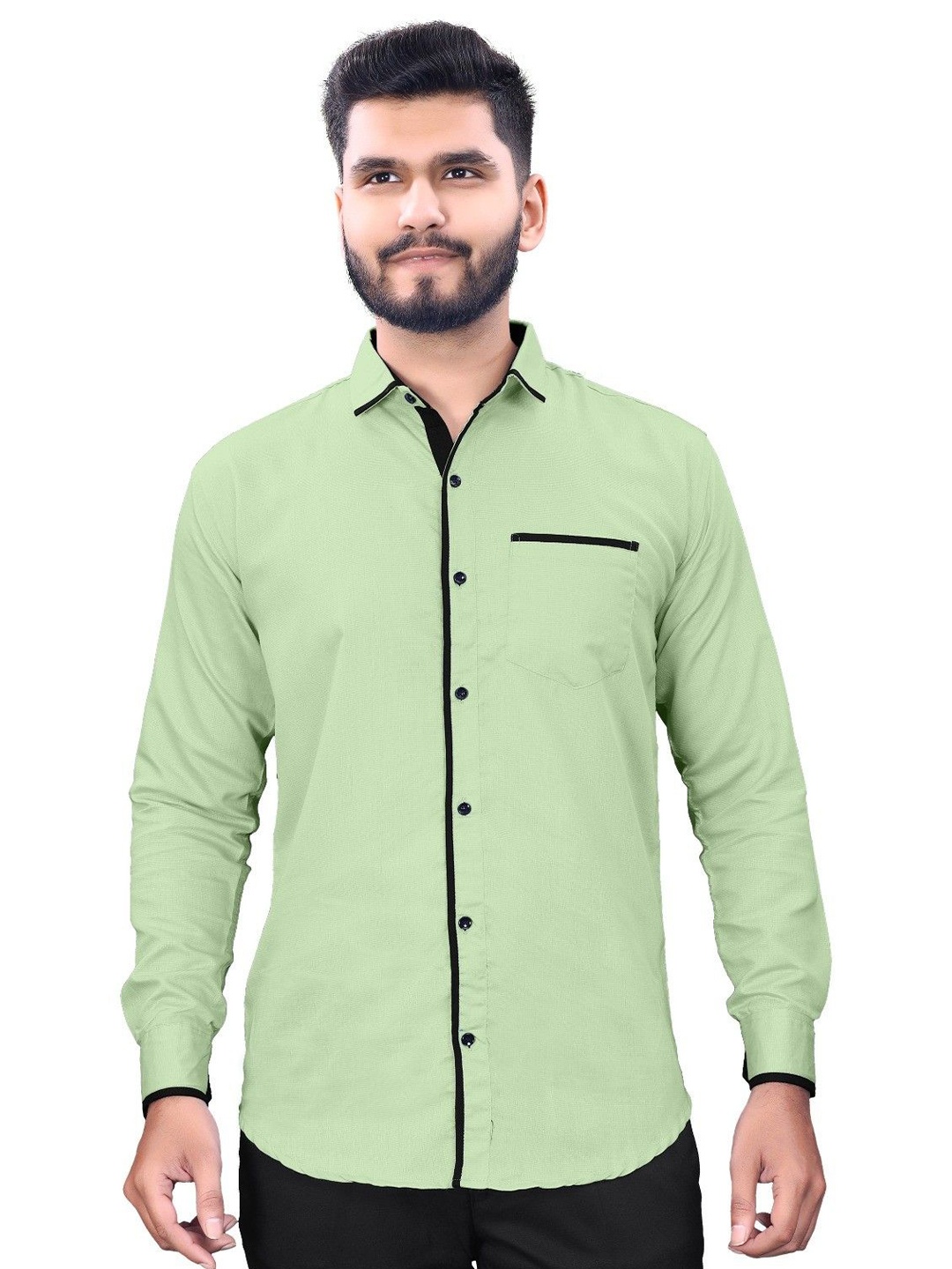 

WILNERCROWN Men Classic Opaque Casual Shirt, Green