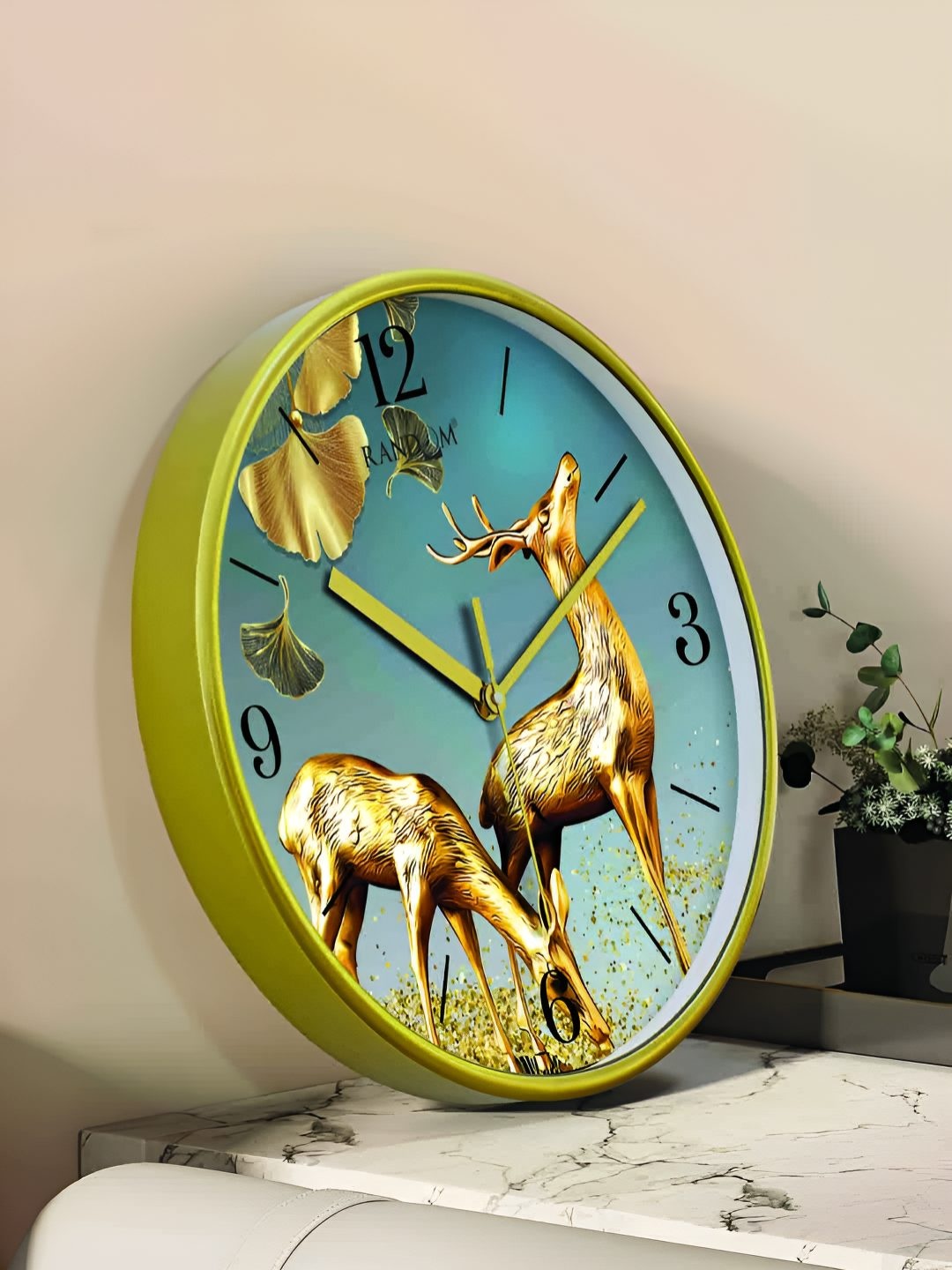 

RANDOM Printed Round Shaped Sweep Silent Movement Contemporary Wall Clock, Green