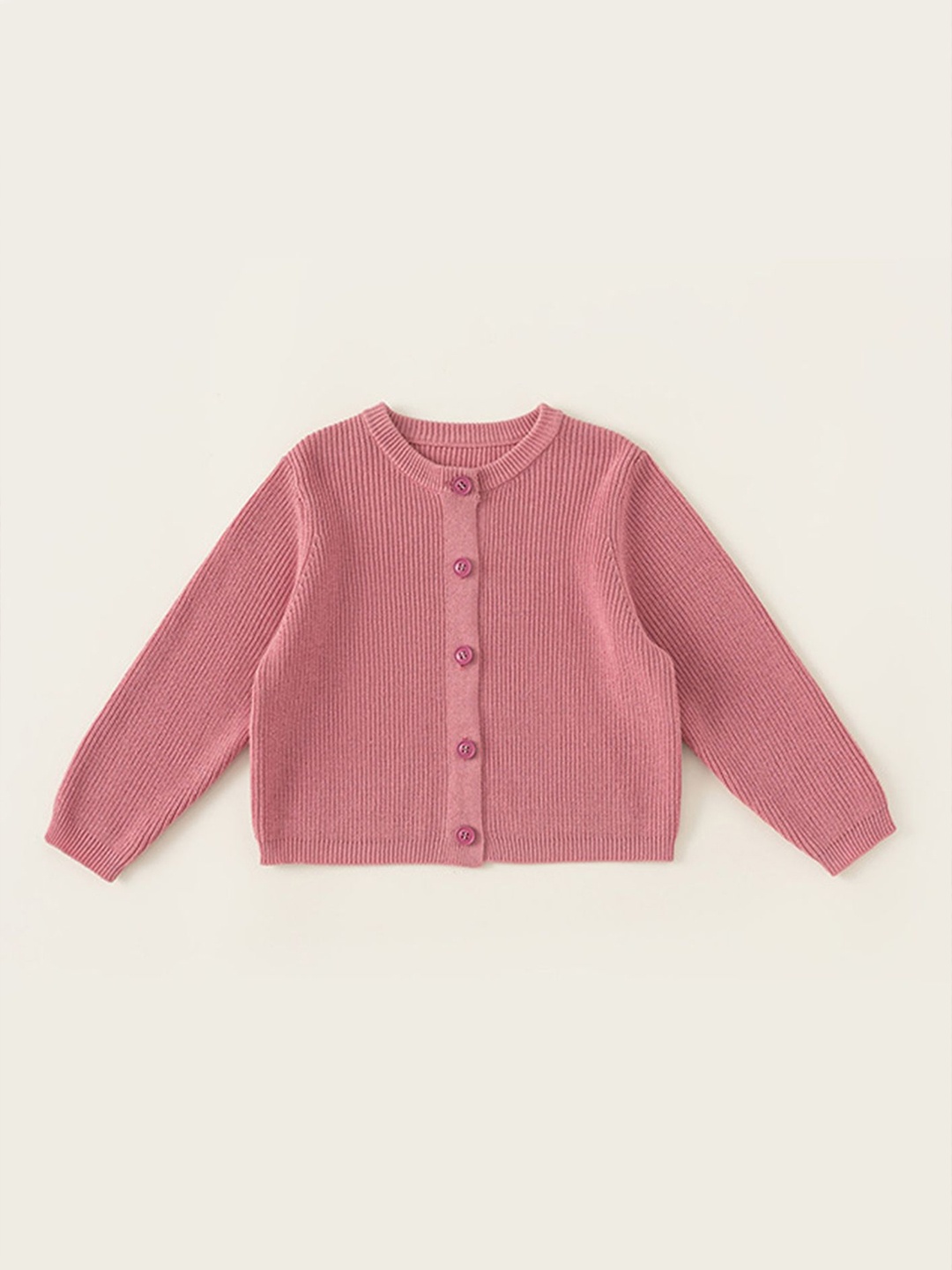 

LULU & SKY Unisex Kids Cable Knit Striped Cardigan, Pink