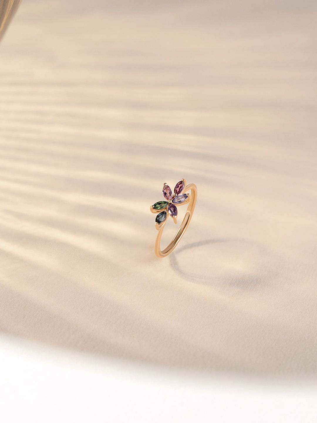 

Mia by Tanishq Women Twilight Bloom Amethyst 14 Kt Gold Finger Ring 1.85g