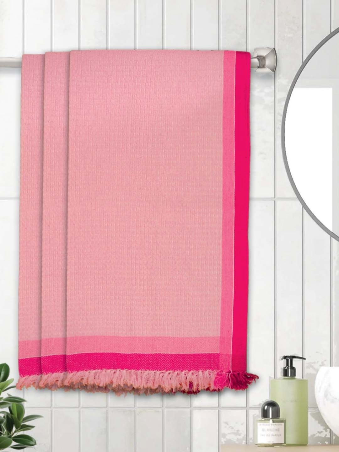 

Athom Living Pink 3 Pieces Cotton 210 GSM Bath Towel