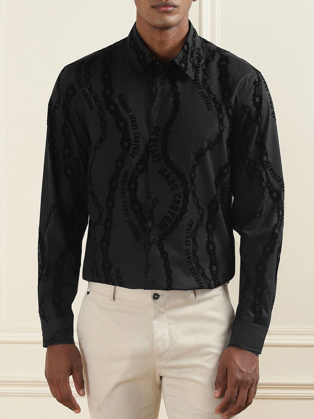 

Versace Jeans Couture Men Opaque Printed Casual Shirt, Black