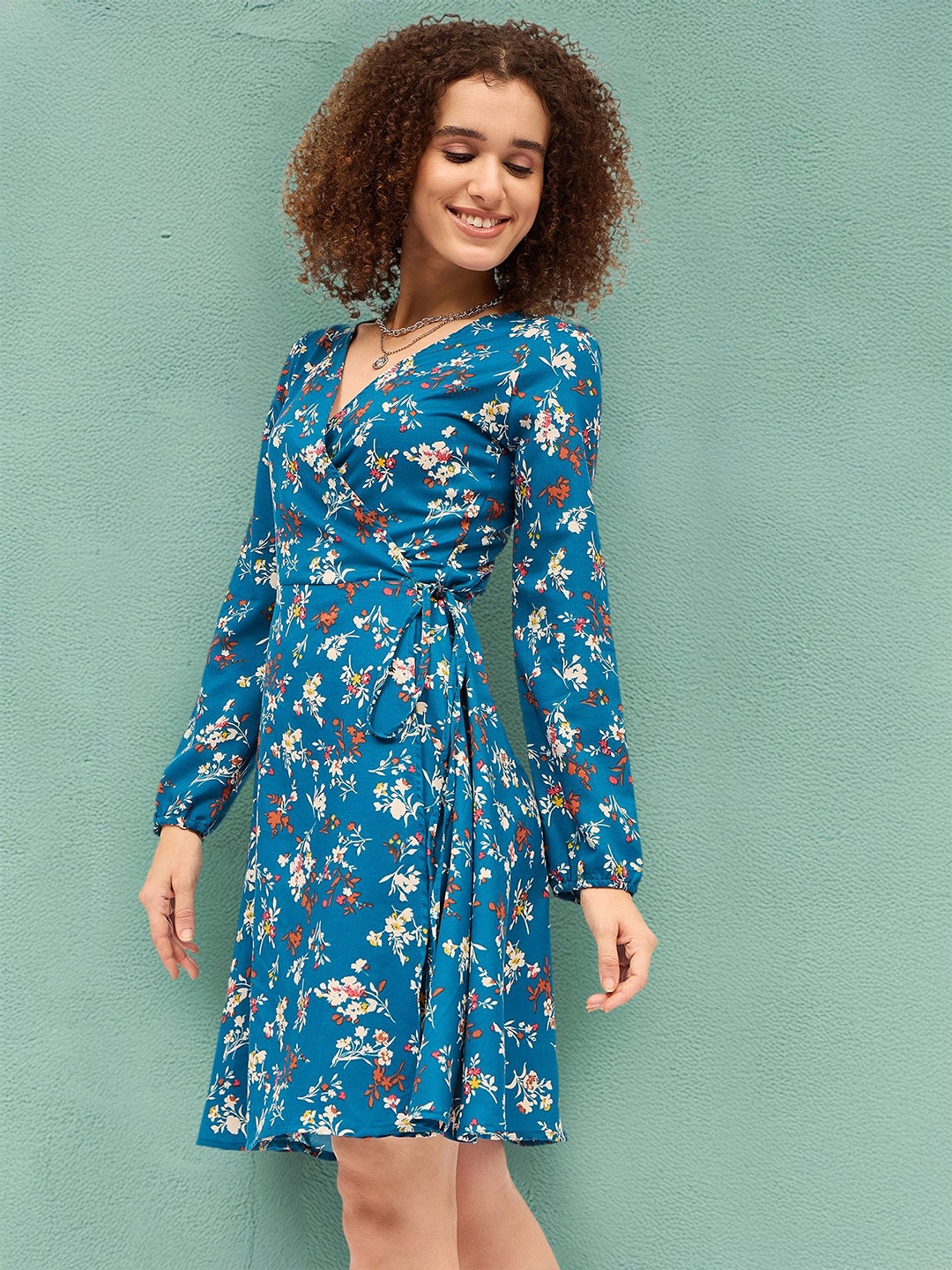 

DressBerry Women Floral Printed Cotton Fit & Flare Dress, Blue