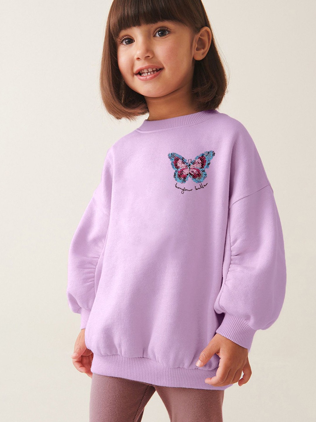 

LULU & SKY Girls Printed Pure Cotton Night suit, Purple