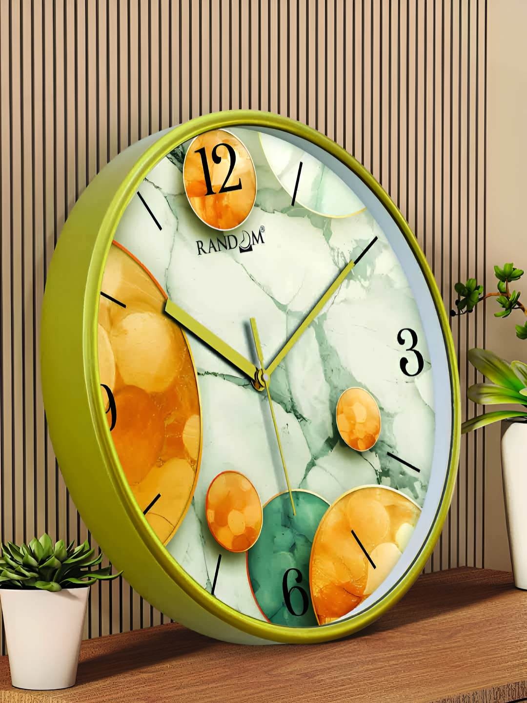 

RANDOM Printed Round Shaped Sweep Silent Movement Contemporary Wall Clock, Green