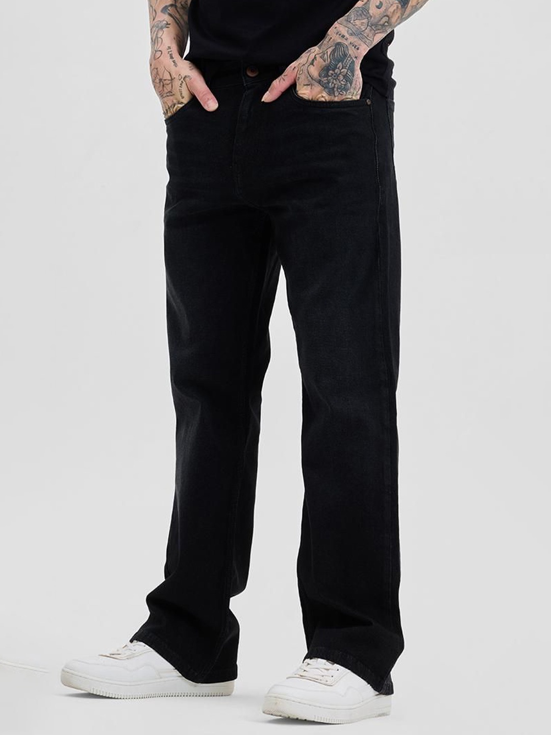 

Snitch Men Classic Bootcut Stretchable Jeans, Black