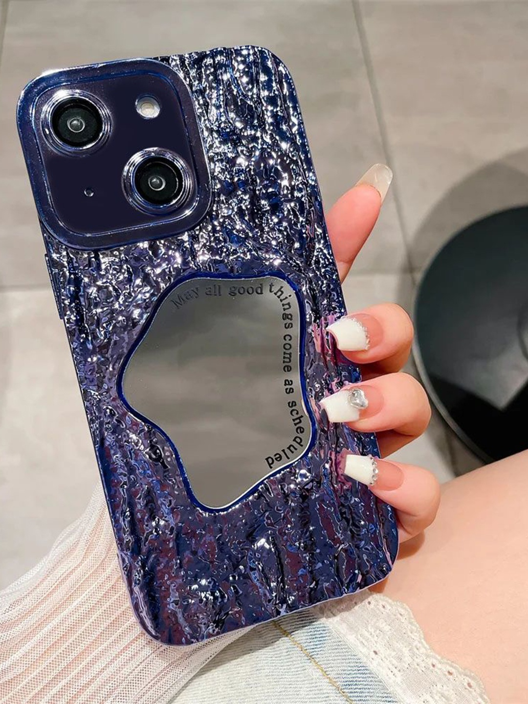 

Luxury Kase Solid Printed iPhone 13 Back Case Mobile Accessories, Blue