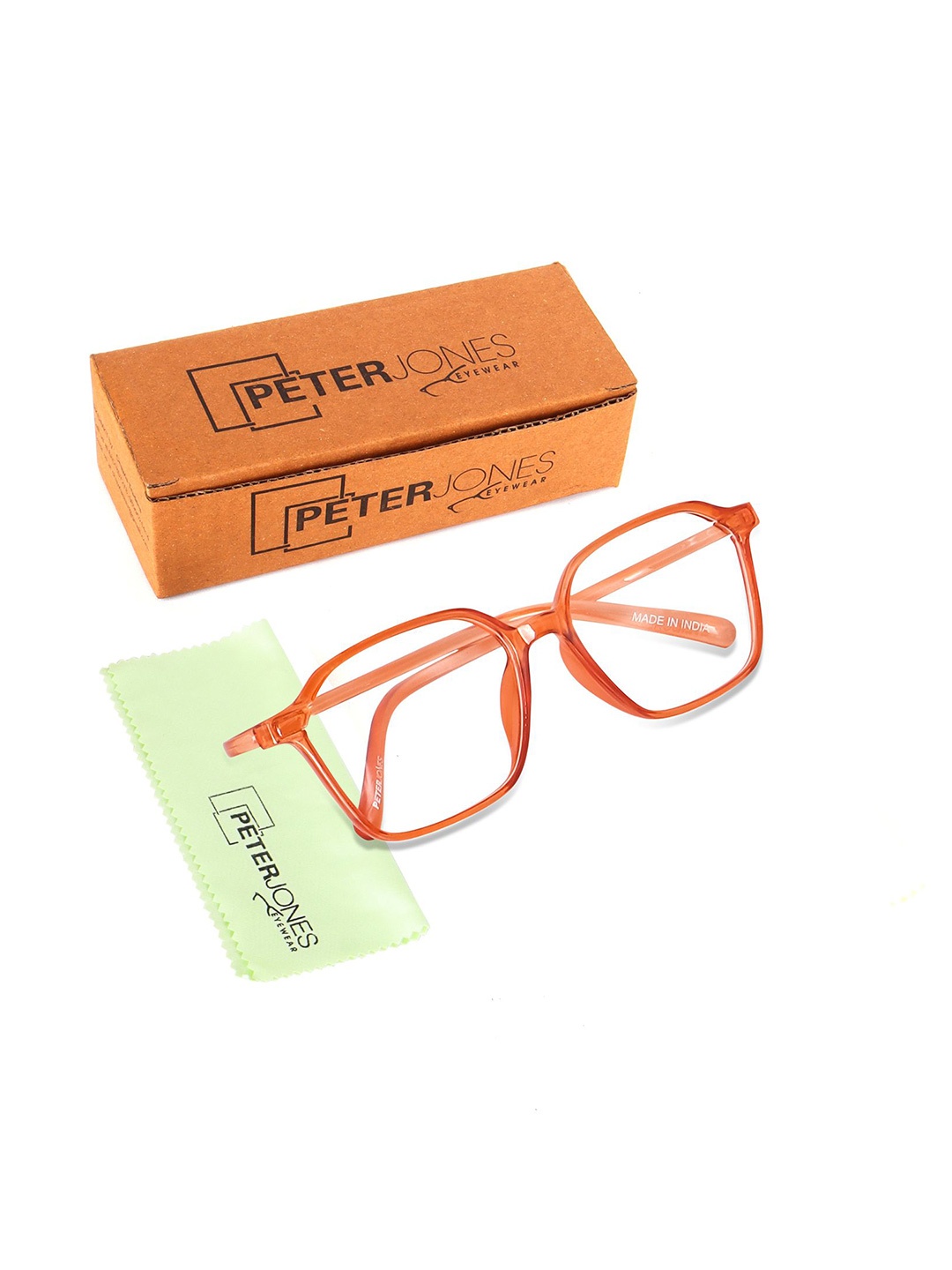 

Peter Jones Eyewear Unisex Full Rim Square Frames, Orange