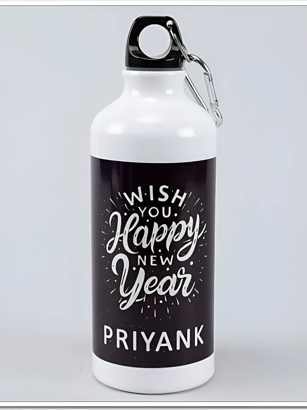 

fnp White & Black Aluminium Typography Printed Water Bottle 650 ml