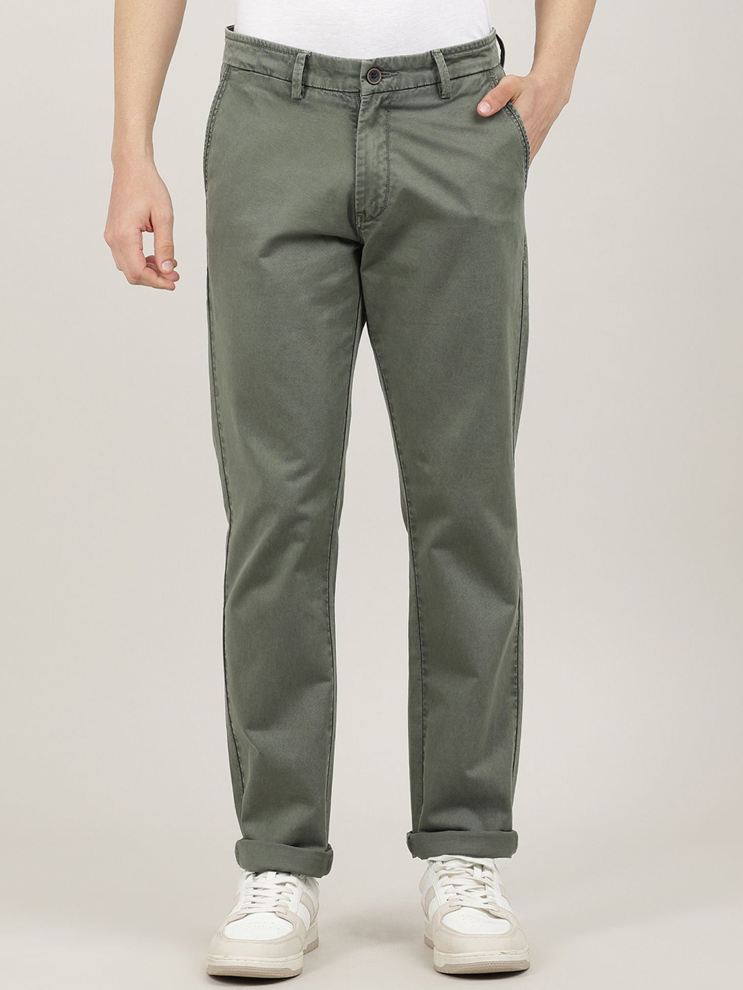 

DRAGON HILL Men Urban Slim Tapered Fit Chinos Trousers, Olive