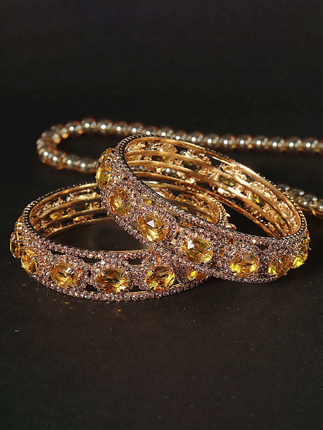 

LAVAZZA Set Of 2 Gold-Plated AD & CZ Studded Bangles