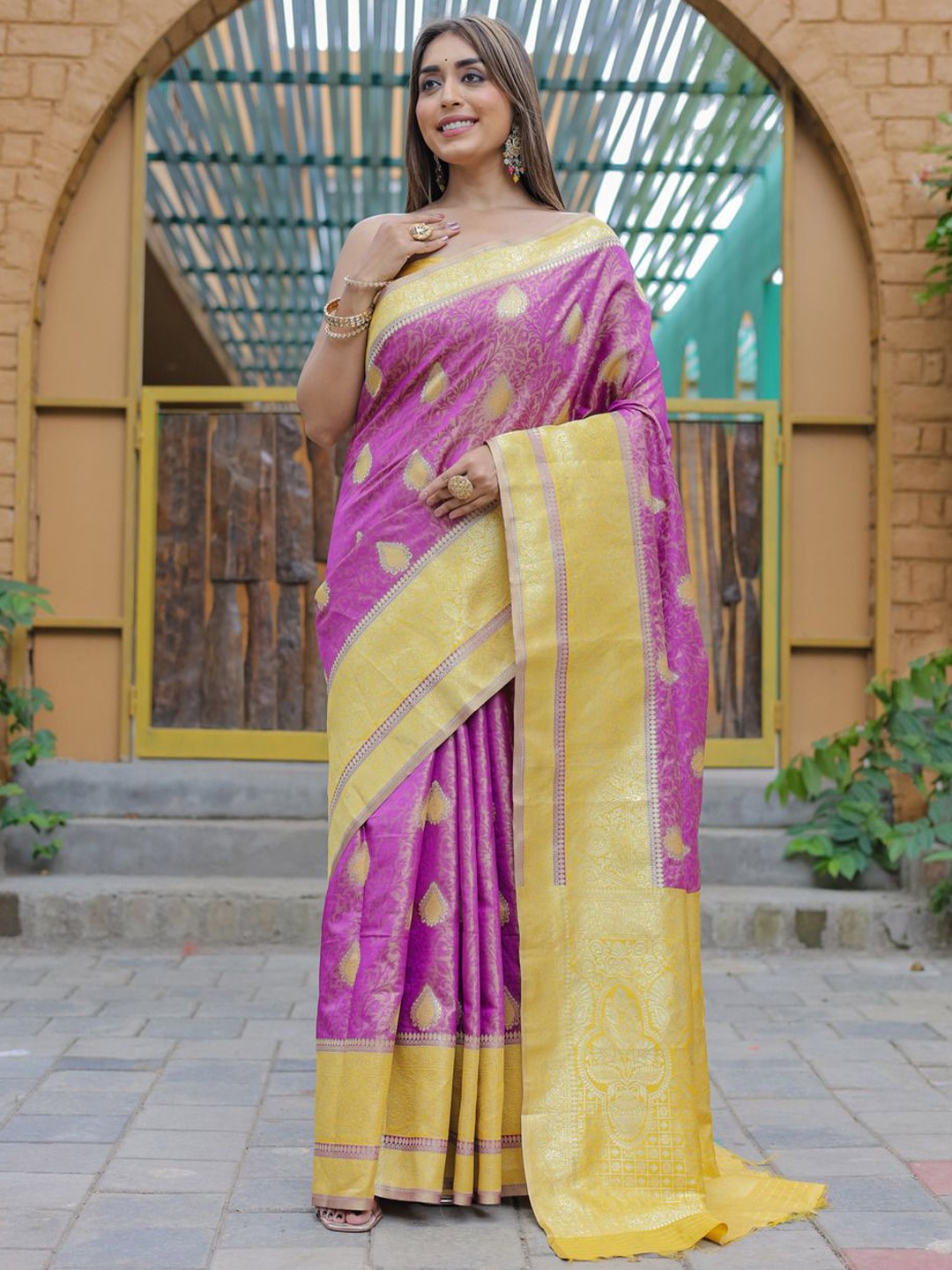 

Anouk Woven Design Zari Silk Blend Saree, Purple