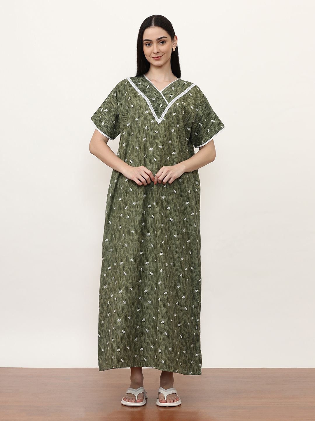 

Jaipur Kurti Printed Maxi Nightdress, Green