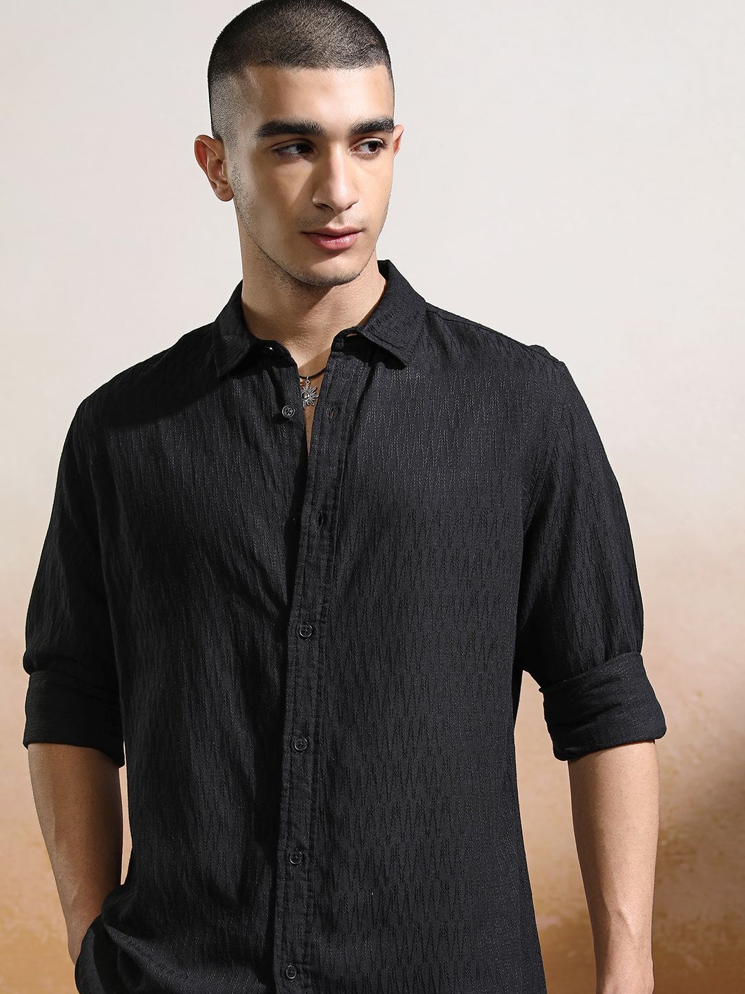 

HIGHLANDER Men Opaque Casual Shirt, Black