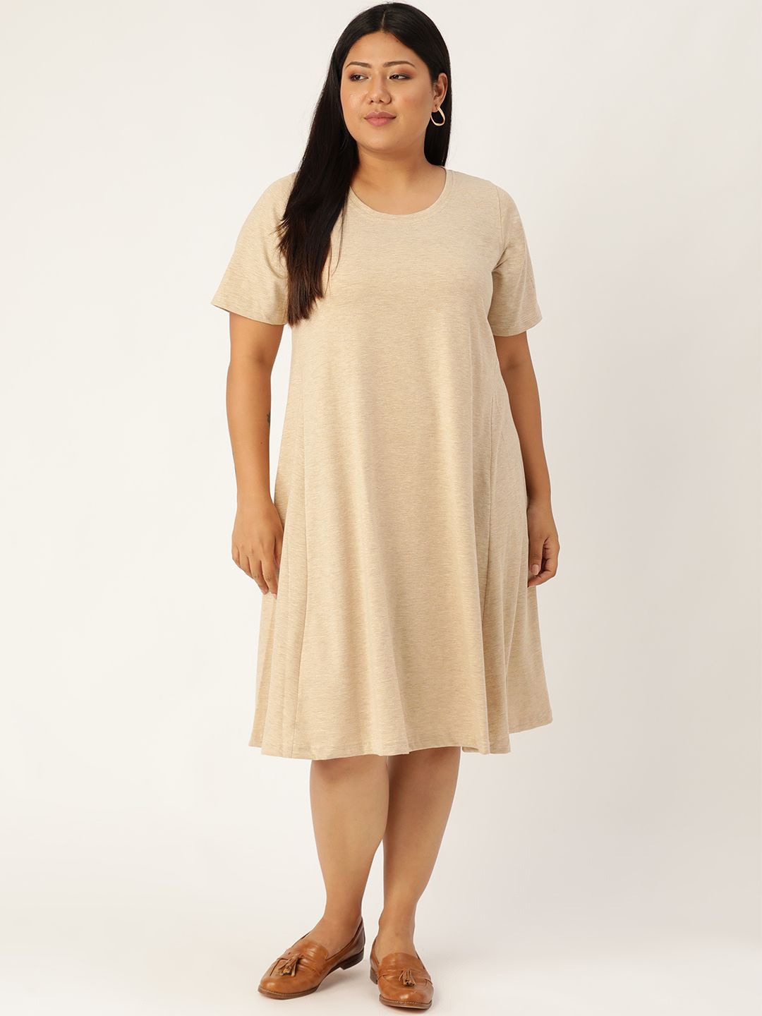 

theRebelinme A-Line Midi Dress, Beige