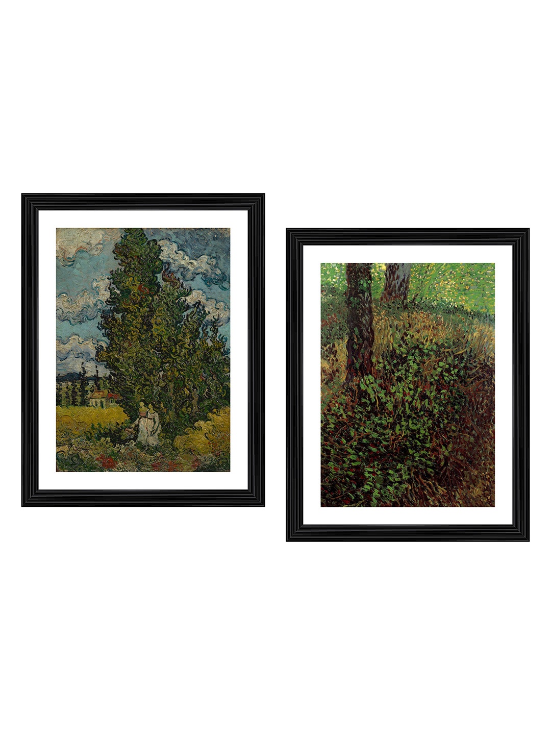

Adventures India Black & Green 2 Pieces Wooden Paintings Wall Art