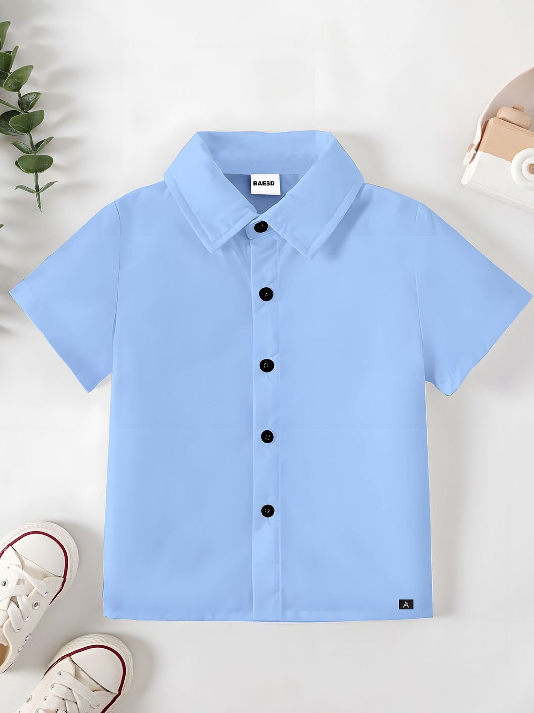 

BAESD Boys Classic Spread Collar Solid Cotton Formal Shirt, Blue