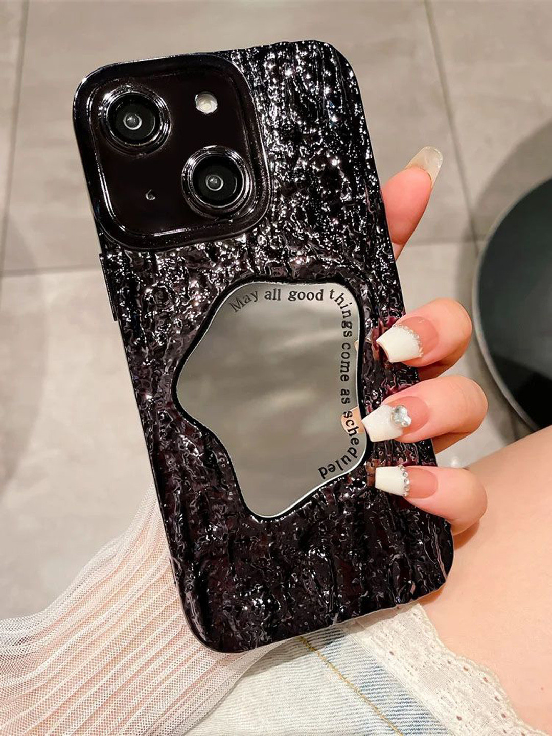 

Luxury Kase Abstract Printed iPhone 15 Back Case Mobile Accessories, Black