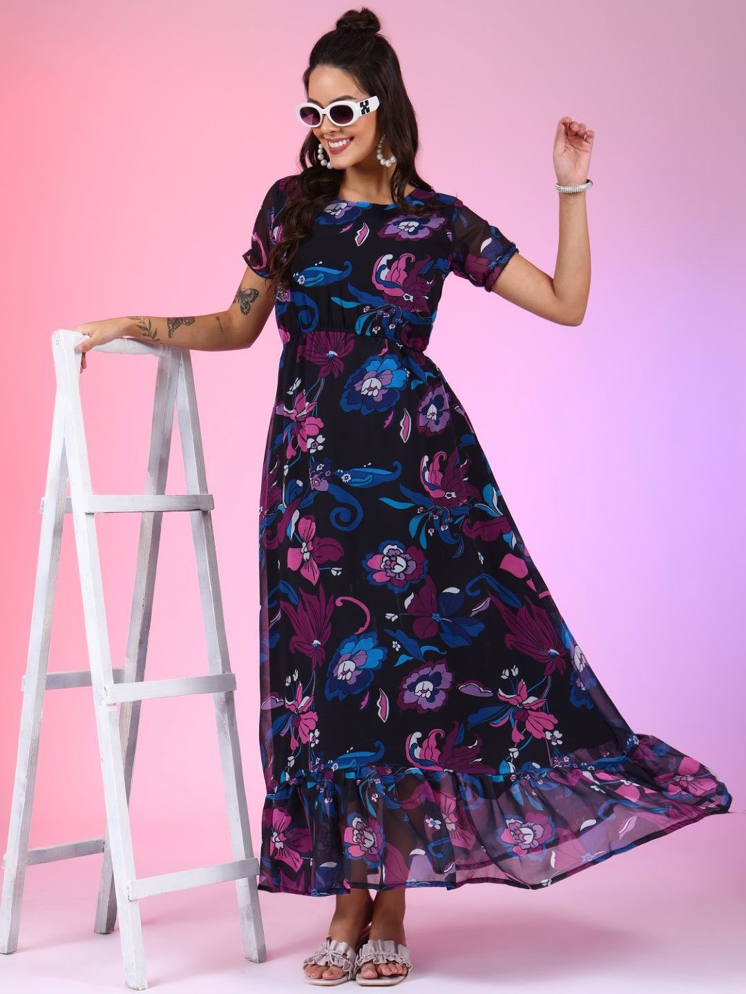 

Krunal Raiyani Print Crepe Fit & Flare Dress, Multi