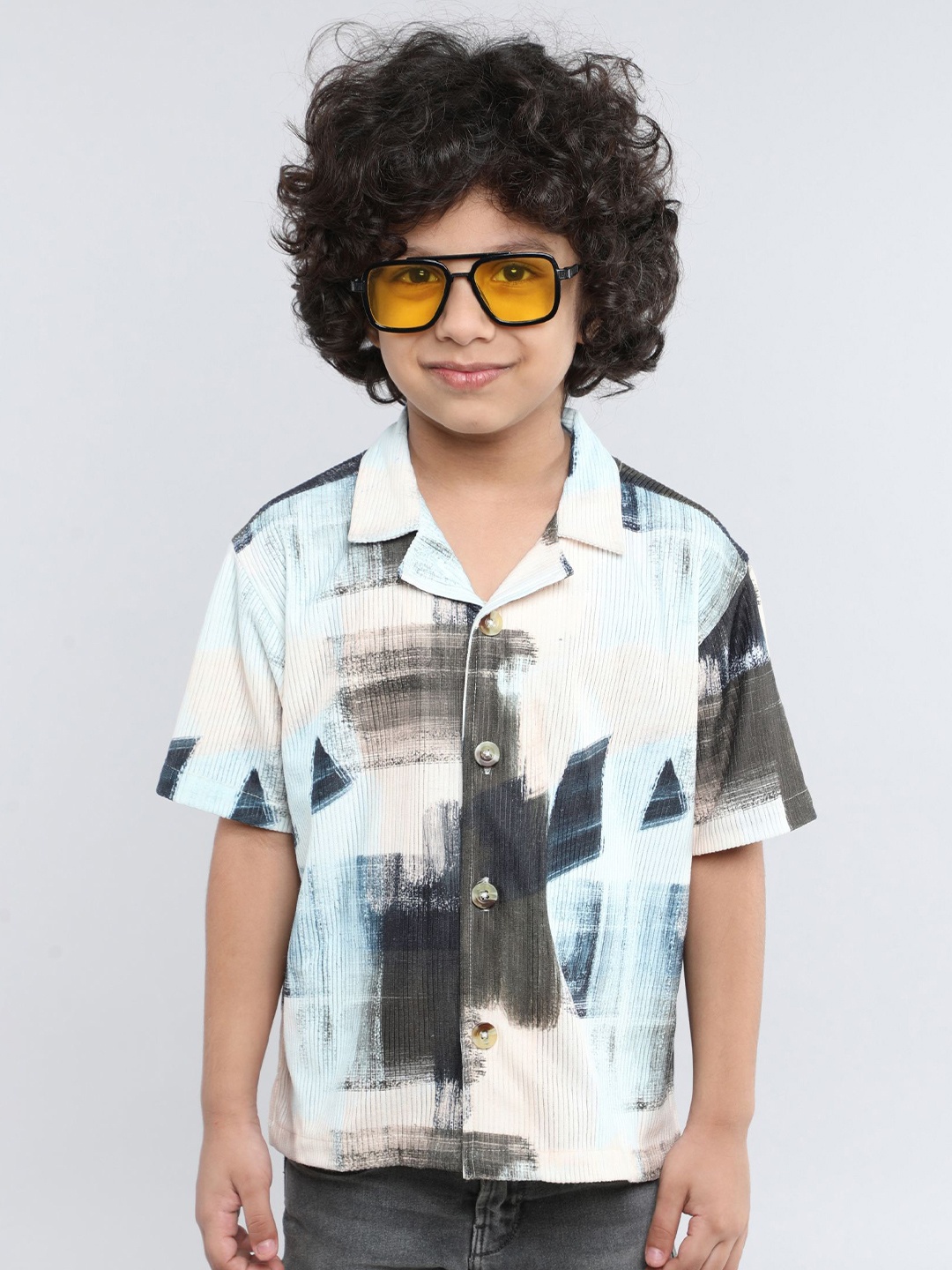 

taffykids Boys Opaque Printed Casual Shirt, Multi