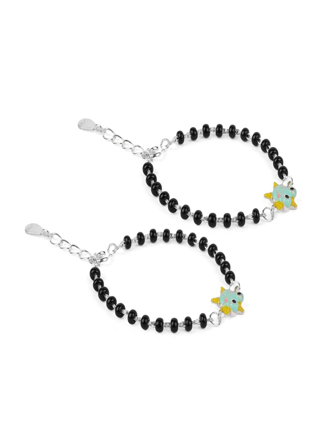 

Paavni Unisex Kids 2 Sterling Silver Handcrafted Silver-Plated Wraparound Bracelet