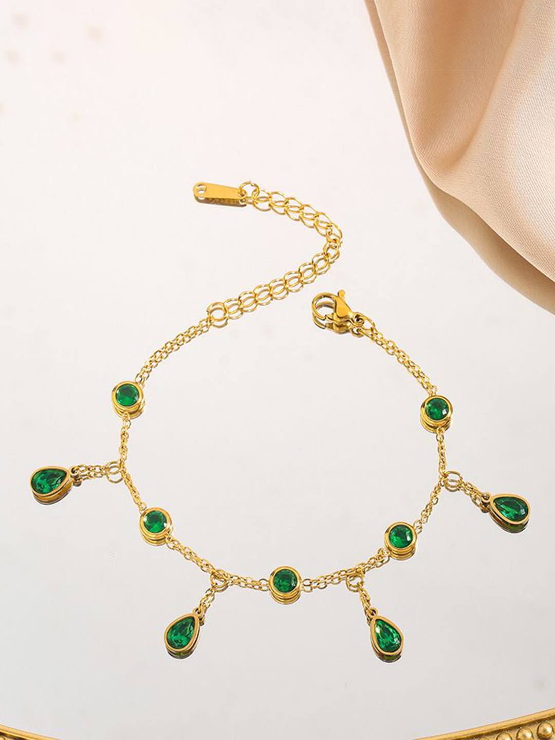 

Just Lil Things Women Gold Plated Artificial Stones Studded Wraparound Bracelet