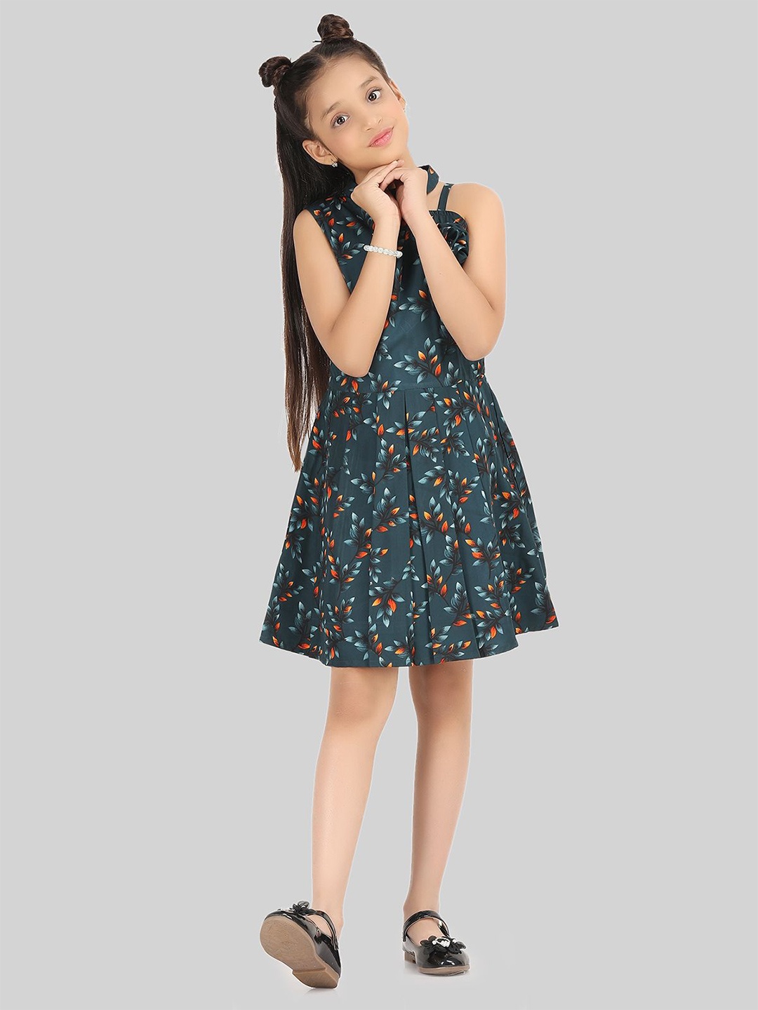 

BEING NAUGHTY Floral Print Fit & Flare Dress, Green