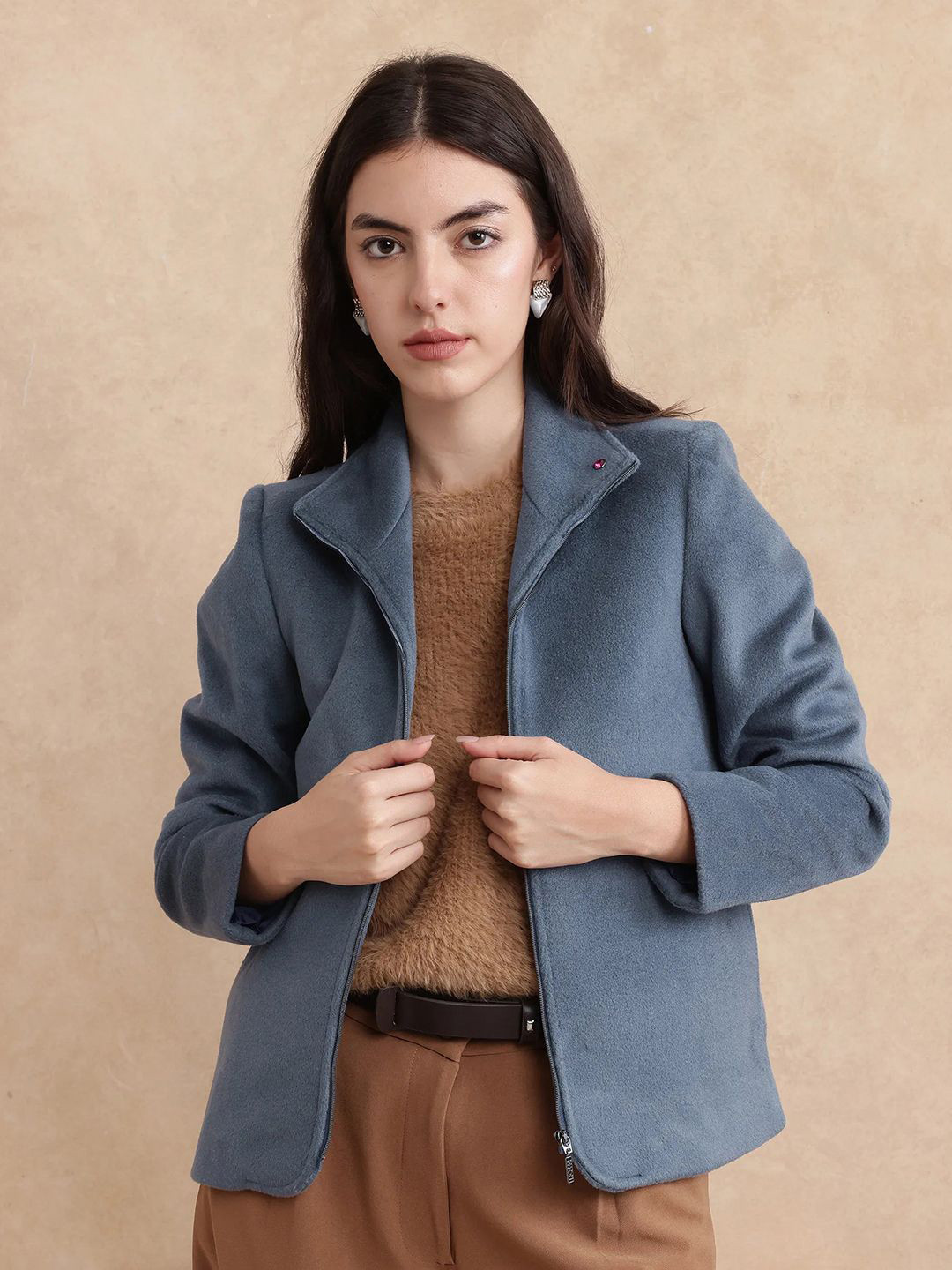 

RAREISM Women Cotton Tailored Jacket, Blue